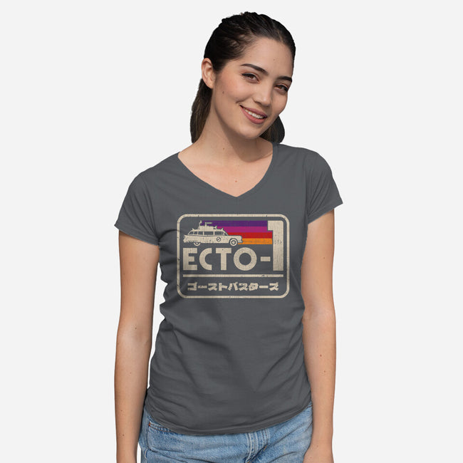 Iconic Ecto-1-Womens-V-Neck-Tee-sachpica