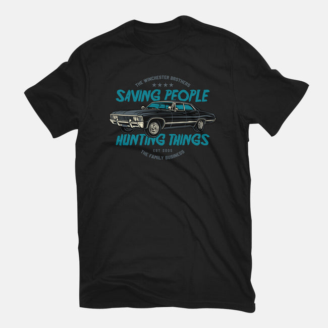 Saving People And Hunting Things-Womens-Basic-Tee-gorillafamstudio