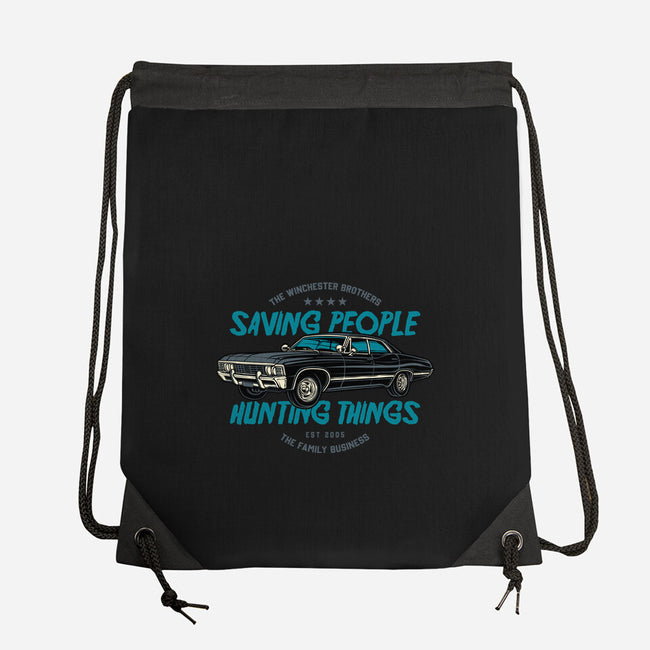 Saving People And Hunting Things-None-Drawstring-Bag-gorillafamstudio