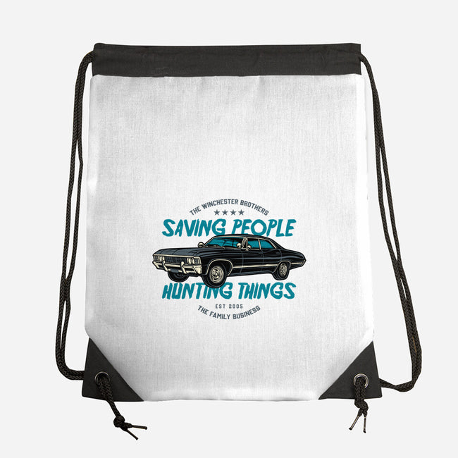 Saving People And Hunting Things-None-Drawstring-Bag-gorillafamstudio