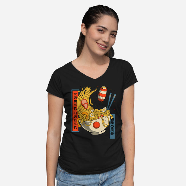 Ramen Haven-Womens-V-Neck-Tee-leepianti