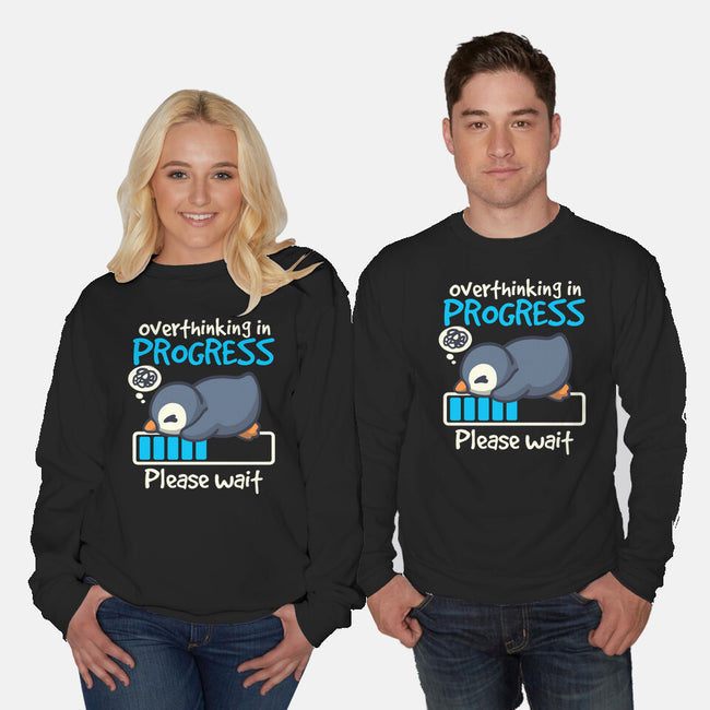 Penguin Overthinking In Progress-Unisex-Crew Neck-Sweatshirt-NemiMakeit