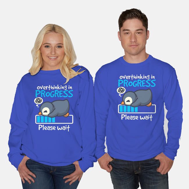 Penguin Overthinking In Progress-Unisex-Crew Neck-Sweatshirt-NemiMakeit