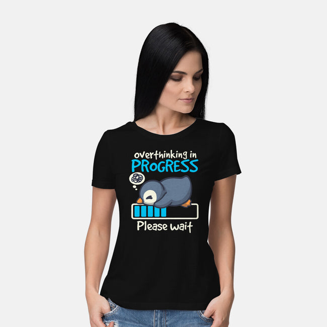 Penguin Overthinking In Progress-Womens-Basic-Tee-NemiMakeit