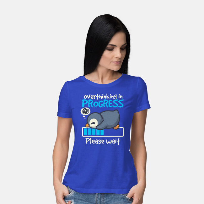 Penguin Overthinking In Progress-Womens-Basic-Tee-NemiMakeit