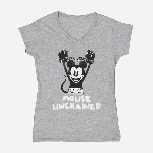 Mouse Unchained-Womens-V-Neck-Tee-zascanauta