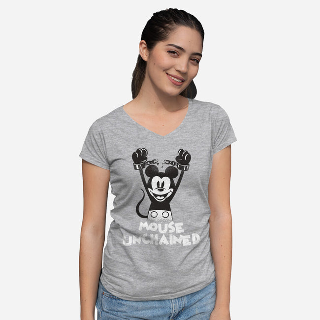 Mouse Unchained-Womens-V-Neck-Tee-zascanauta