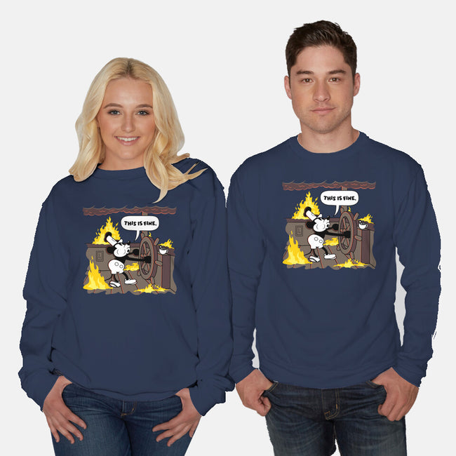 Everything's Fine On The Steamboat-Unisex-Crew Neck-Sweatshirt-rocketman_art