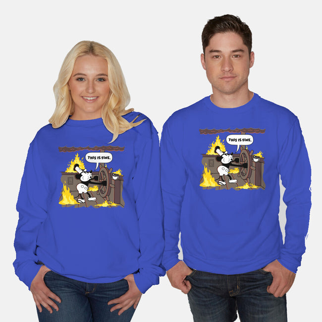 Everything's Fine On The Steamboat-Unisex-Crew Neck-Sweatshirt-rocketman_art