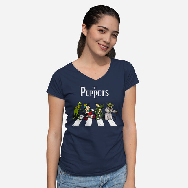 The Puppets Road-Womens-V-Neck-Tee-drbutler