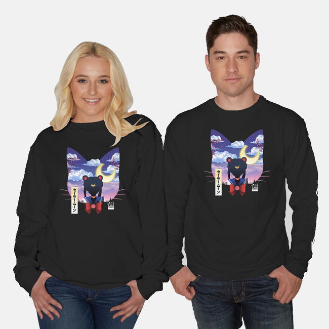 Sailor Cat Landscape-Unisex-Crew Neck-Sweatshirt-dandingeroz