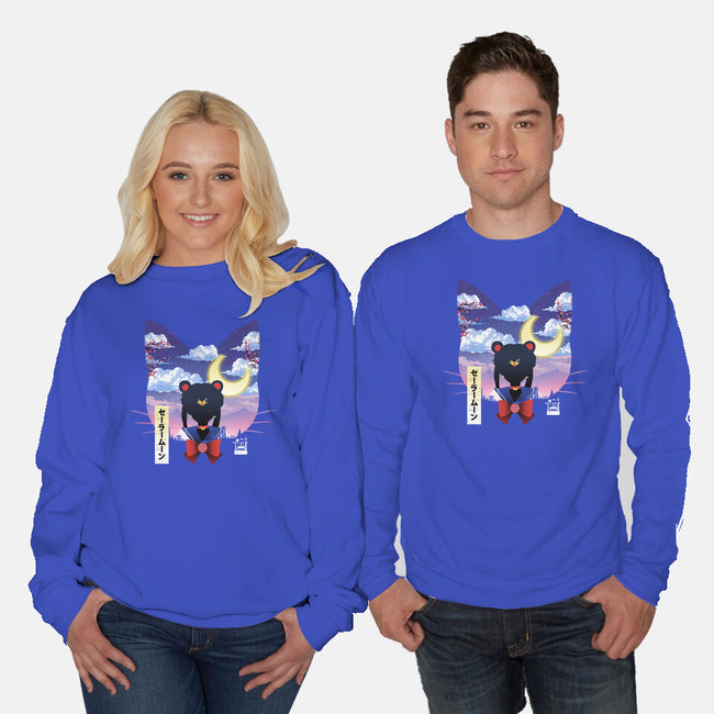 Sailor Cat Landscape-Unisex-Crew Neck-Sweatshirt-dandingeroz