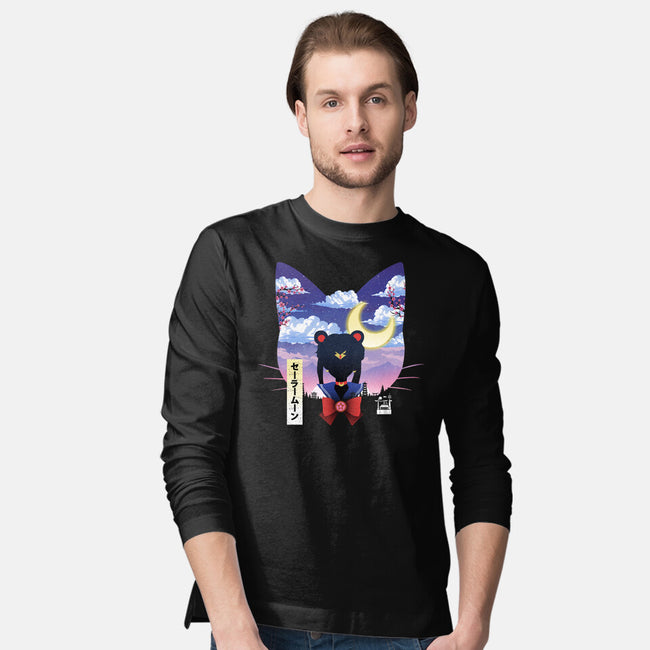 Sailor Cat Landscape-Mens-Long Sleeved-Tee-dandingeroz