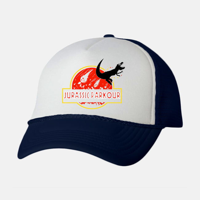 Jurassic Parkour-Unisex-Trucker-Hat-fanfabio