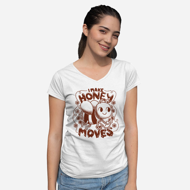 Honey Moves-Womens-V-Neck-Tee-Aarons Art Room