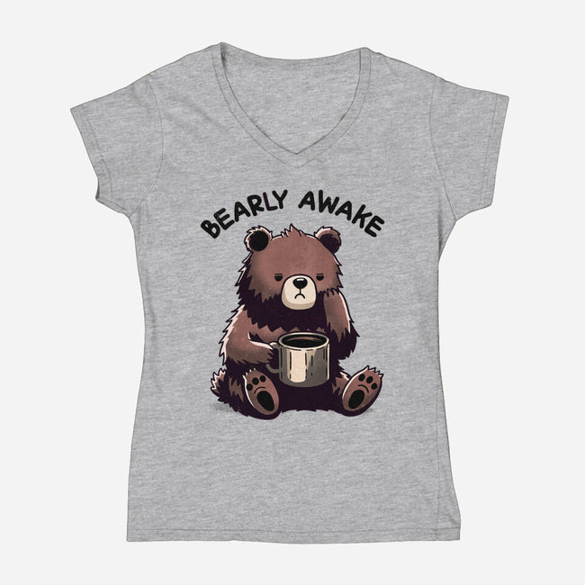 Bearly Awake-Womens-V-Neck-Tee-fanfreak1