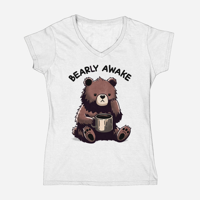 Bearly Awake-Womens-V-Neck-Tee-fanfreak1