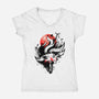 Kitsune Fox Splash-Womens-V-Neck-Tee-fanfreak1