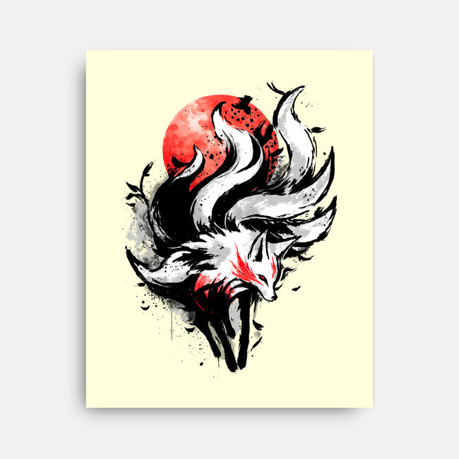 Kitsune Fox Splash-None-Stretched-Canvas-fanfreak1