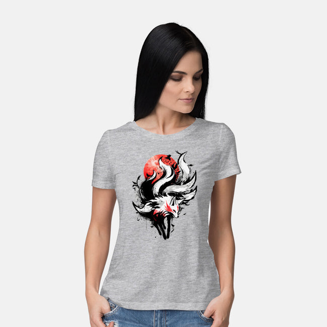 Kitsune Fox Splash-Womens-Basic-Tee-fanfreak1