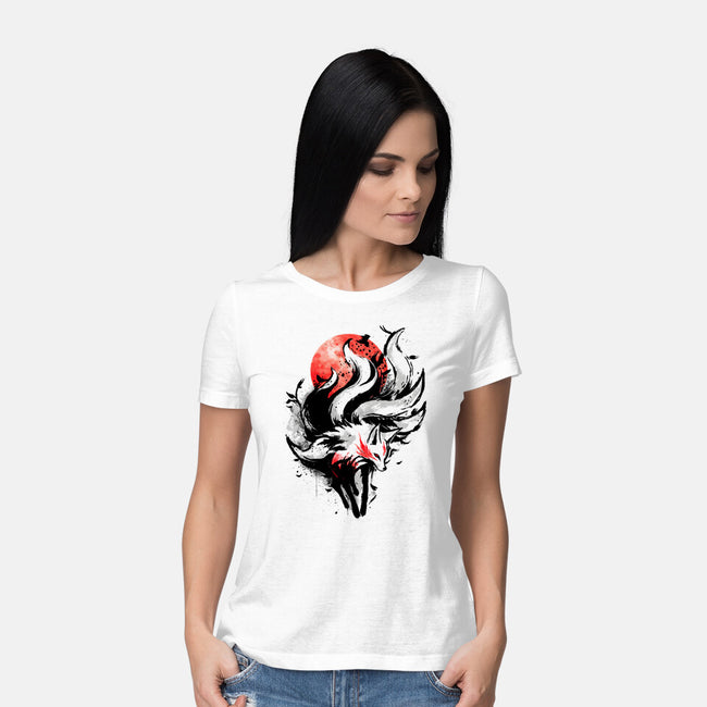 Kitsune Fox Splash-Womens-Basic-Tee-fanfreak1