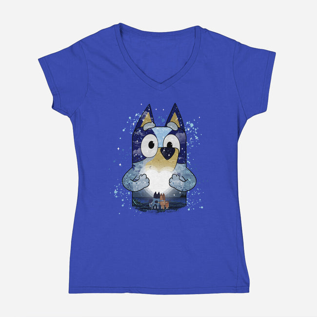 Heeler Family Love-Womens-V-Neck-Tee-JamesQJO