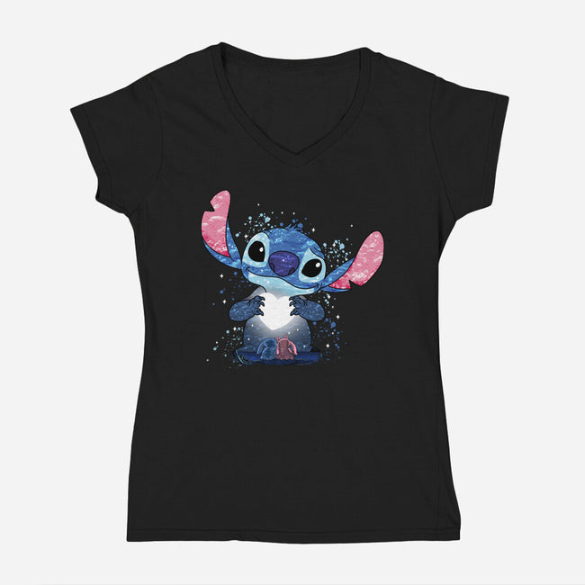 Stitch's Love-Womens-V-Neck-Tee-JamesQJO