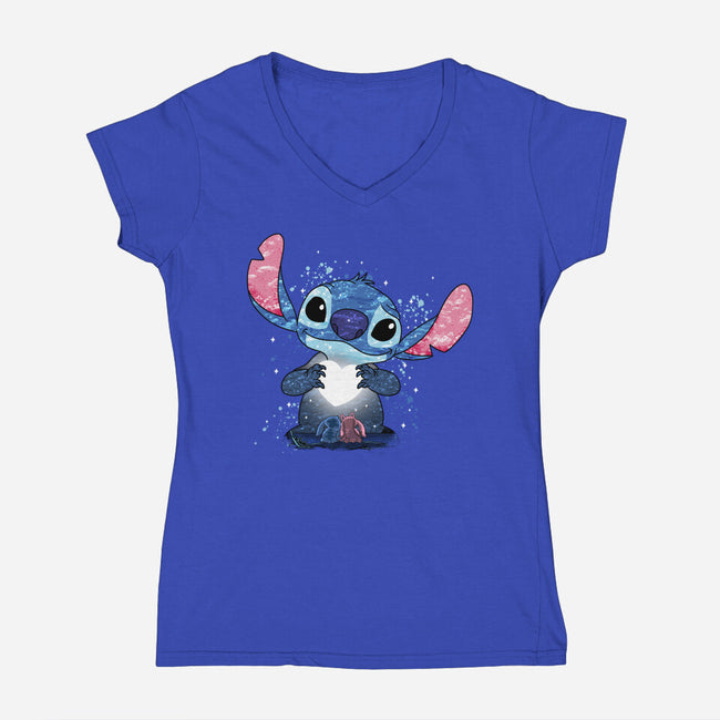 Stitch's Love-Womens-V-Neck-Tee-JamesQJO