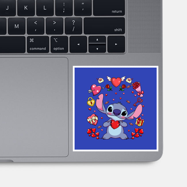 Stitch's Valentine-None-Glossy-Sticker-JamesQJO