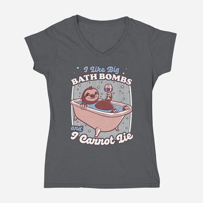 Relax Sloth Bubble Bathtub-Womens-V-Neck-Tee-Studio Mootant