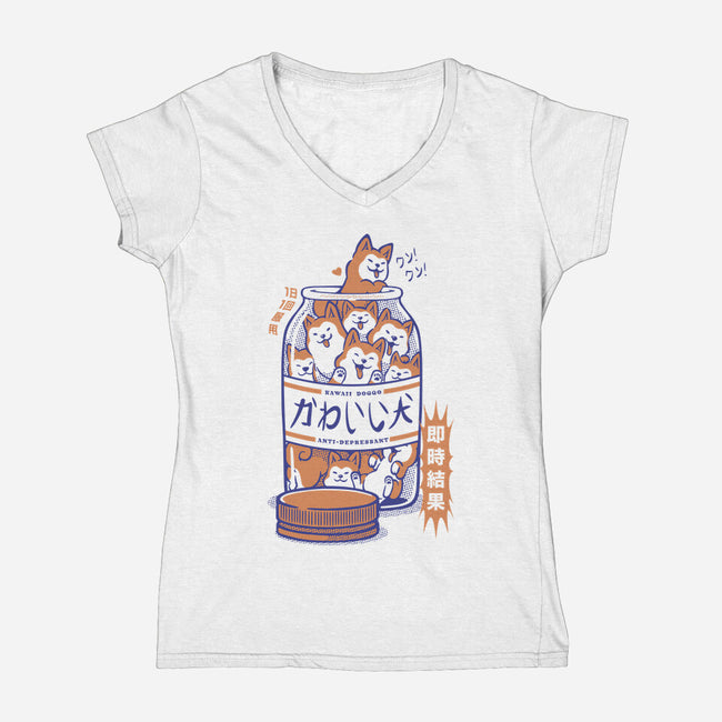 Shiba Antidepressant-Womens-V-Neck-Tee-tobefonseca