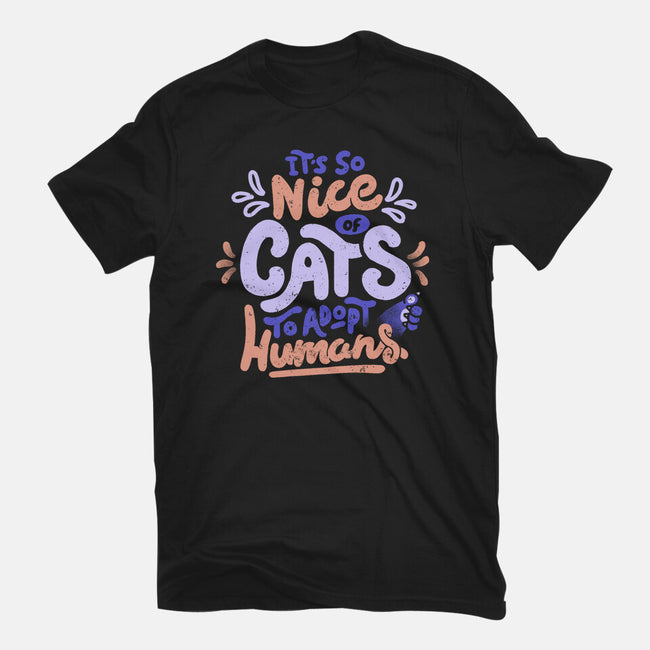 Cats Adopt Humans-Mens-Basic-Tee-tobefonseca