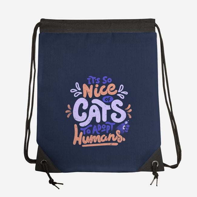 Cats Adopt Humans-None-Drawstring-Bag-tobefonseca