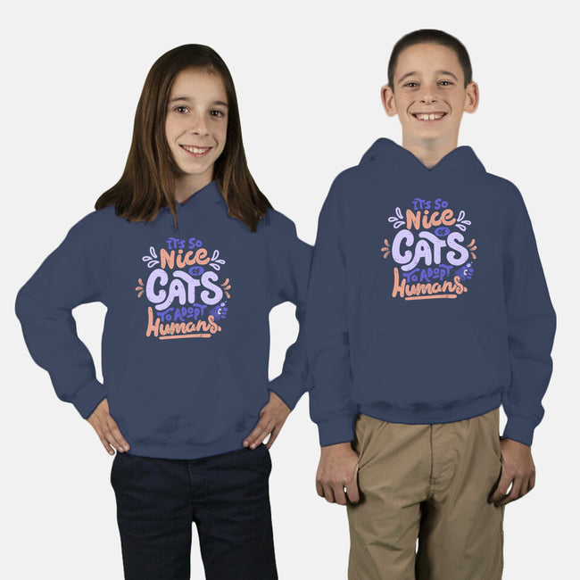 Cats Adopt Humans-Youth-Pullover-Sweatshirt-tobefonseca