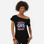 Cats Adopt Humans-Womens-Off Shoulder-Tee-tobefonseca