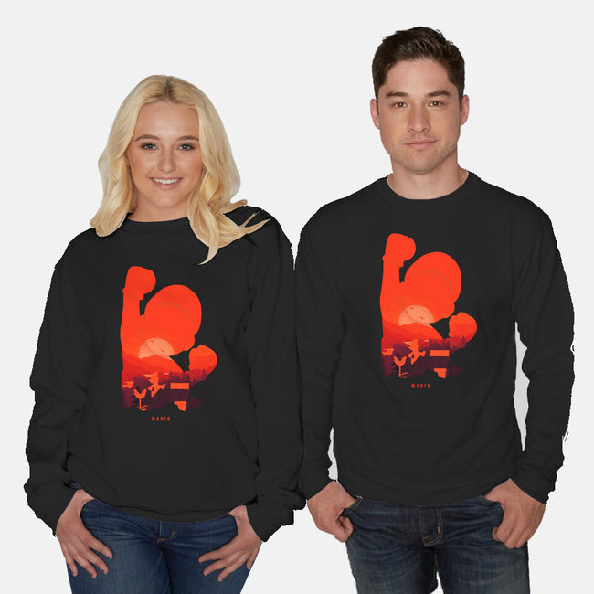 Mario Landscape-Unisex-Crew Neck-Sweatshirt-MaxoArt