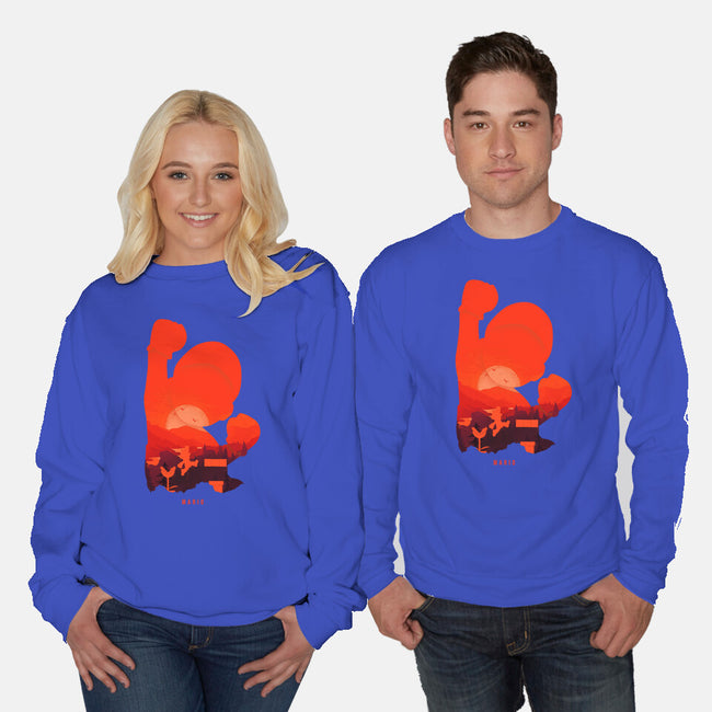 Mario Landscape-Unisex-Crew Neck-Sweatshirt-MaxoArt