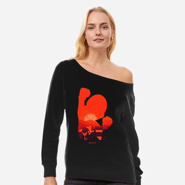 Mario Landscape-Womens-Off Shoulder-Sweatshirt-MaxoArt