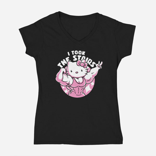 Hello Muscles-Womens-V-Neck-Tee-estudiofitas