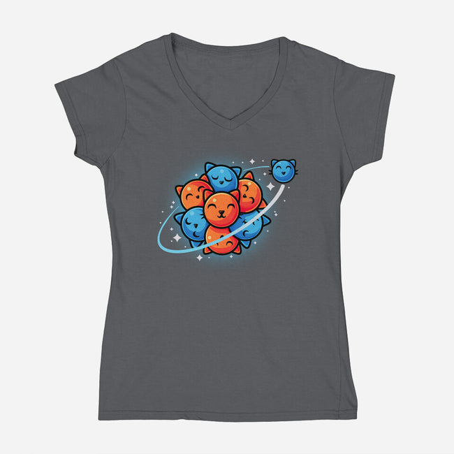 Cat Atom-Womens-V-Neck-Tee-erion_designs