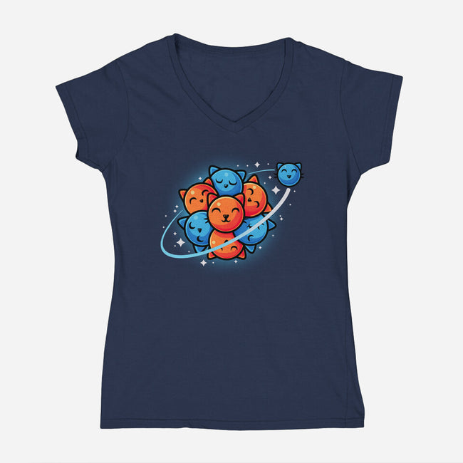 Cat Atom-Womens-V-Neck-Tee-erion_designs