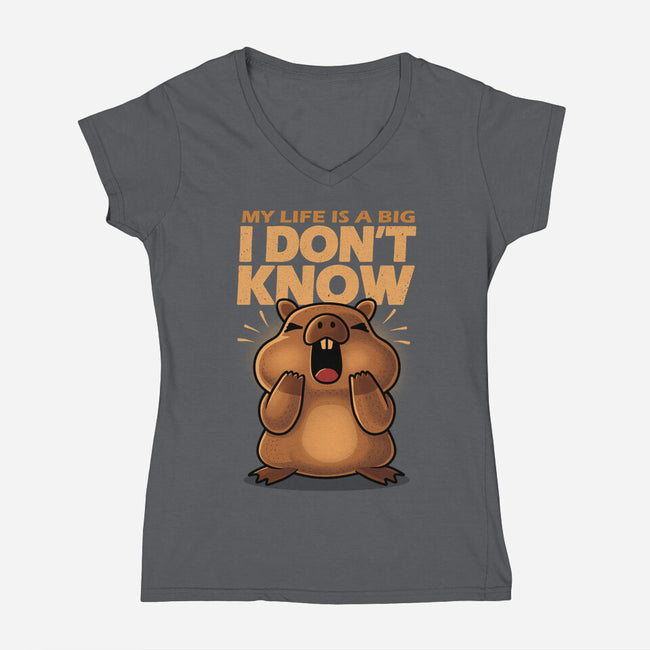 Confused Capybara-Womens-V-Neck-Tee-erion_designs