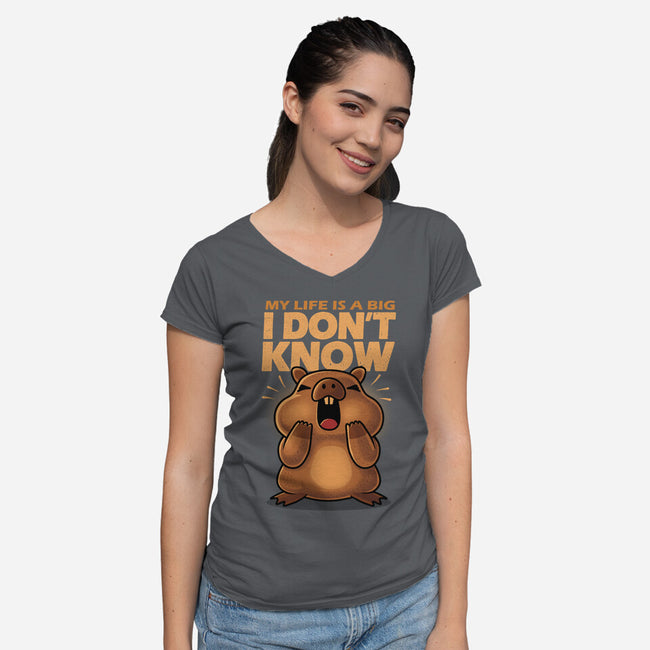 Confused Capybara-Womens-V-Neck-Tee-erion_designs