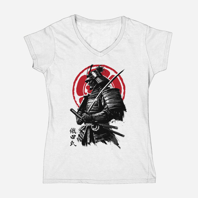 Samurai Clan Oda-Womens-V-Neck-Tee-DrMonekers