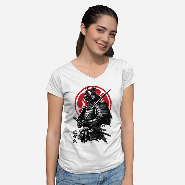 Samurai Clan Oda-Womens-V-Neck-Tee-DrMonekers