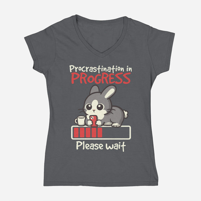 Bunny Procrastination In Progress-Womens-V-Neck-Tee-NemiMakeit