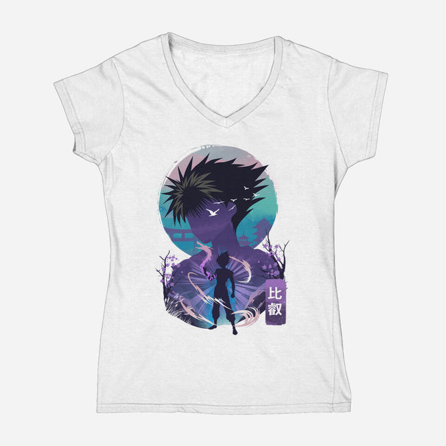 Dark Dragon-Womens-V-Neck-Tee-dandingeroz