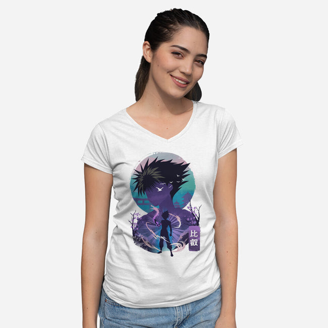 Dark Dragon-Womens-V-Neck-Tee-dandingeroz