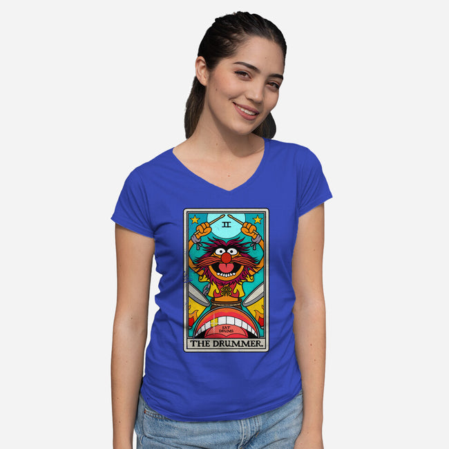 The Drummer-Womens-V-Neck-Tee-drbutler