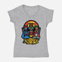 The X-Puppet Show-Womens-V-Neck-Tee-jrberger